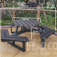 STARCO TBHG21 戶外塑木公園六角枱連凳套裝